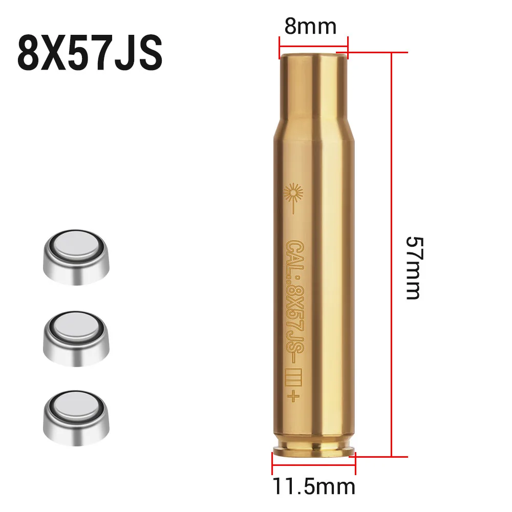 Tactical Red Laser Bore Sighter Training Bullet Brass Boresighter Caliber 12GA .223 .303 300WIN 6.5x55 7mm 8mm 9.3x62 Snap Caps 3